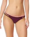Jessica Simpson Woodstock Reversible Hipster Bikini Bottom In Merlot And Spice In Multi