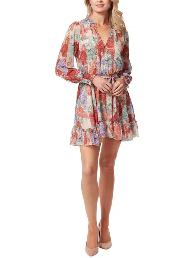 Jessica Simpson Zephyr Womens Paisley Chiffon Midi Dress In Multi