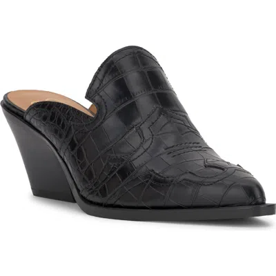 Jessica Simpson Zurina Pointed Toe Mule In Black Croco