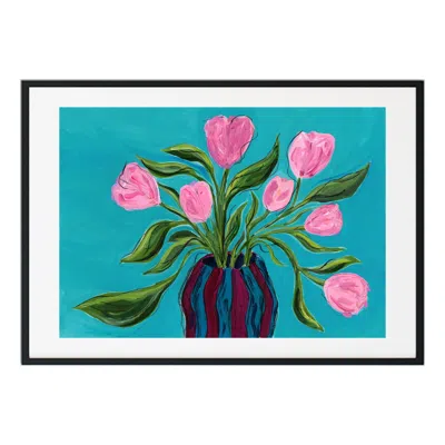 Jessica Slack Studio Blue / Pink Under Blue Skies - Large Abstract Print