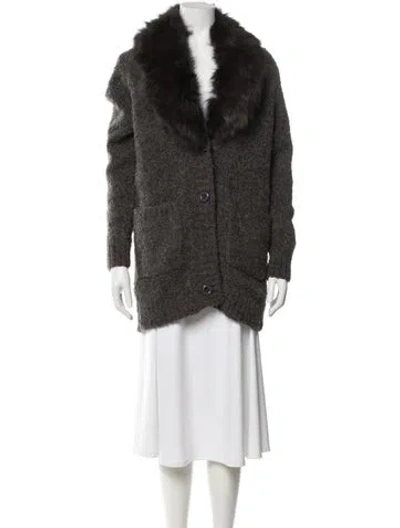 Pre-owned Jessica Wilde Wool Faux Fur Jacket In Gray