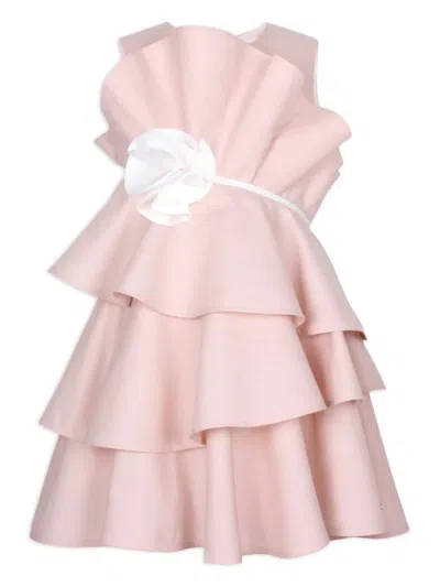 Jessie And James Kids' Asymmetric Layered Dress In Pink