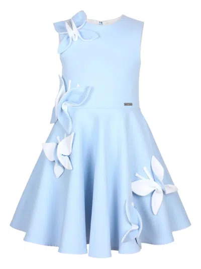 Jessie And James Kids' Butterfly Appliqué Dress In Blue