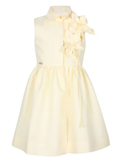 Jessie And James Kids' Floral-appliqué Dress In Yellow