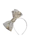 Jessie And James Floral-brocade Bow Headband In Gray