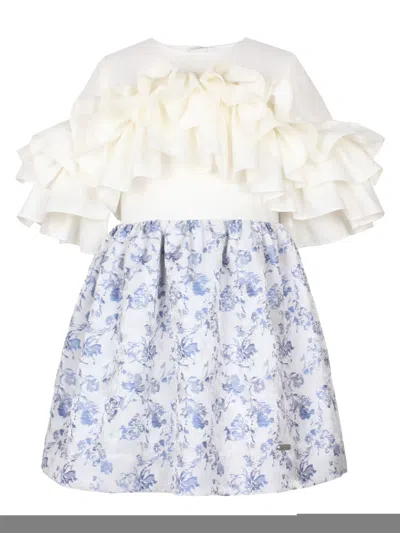 Jessie And James Kids' Floral-print Dress In White