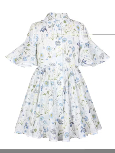Jessie And James Kids' Floral-print Mini Dress In White