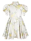 Jessie And James Floral-print Puff-sleeve Dress In Neutral