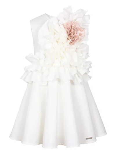 Jessie And James Kids' Floral Ruffle Dress In White