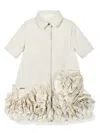 Jessie And James Flower Ruffled Shirt Dress In Neutrals