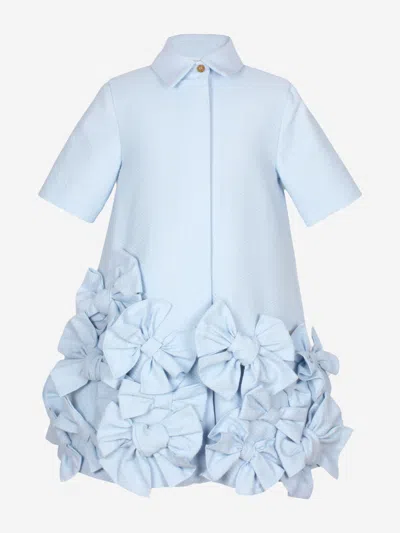 Jessie And James Babies'  Girls Dotty Jacquard Bow Tie Dress In Blue