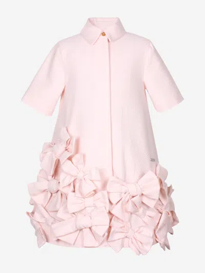 Jessie And James Babies' Girls Dotty Jacquard Bow Tie Dress In Pink