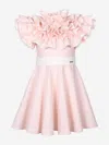 Jessie And James Girls Dotty Jacquard Frilly Glamour Dress In Pink