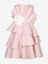 Jessie And James Girls Ebony Ruffle Flower Dress In Pink