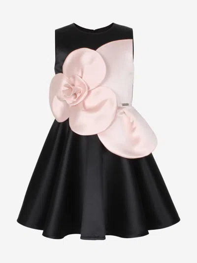 Jessie And James Babies' Girls From Bud To Bloom Satin Flower Dress In Black