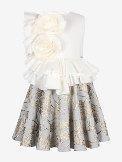 Jessie And James Babies' Girls In Bloom Jacquard Dress In Gray