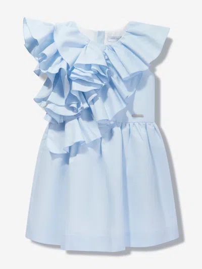 Jessie And James Kids' Asymmetric Ruffled Sleeveless Dress In Blue