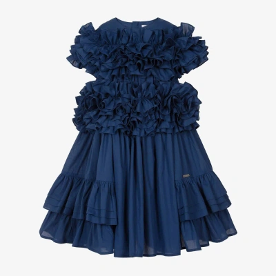 Jessie And James London Kids'  Girls Blue Cotton Ruffle Dress