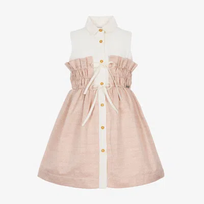 Jessie And James London Kids'  Girls Pink Ruched & Tie-waisted Dress