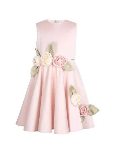 Jessie And James Kids' Midsommer Floral-appliqué Dress In Pink