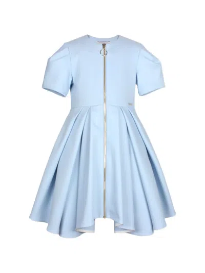 Jessie And James Kids' Pleated Zip Dress In Blue