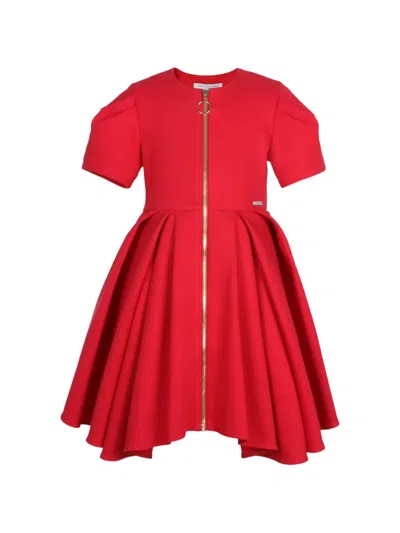 Jessie And James Pleated Zipped Dress In Red