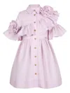 Jessie And James Rose-detail Ruffled Shirt Dress In Pink