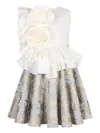 Jessie And James Rose-embellished Peplum Dress In Gray