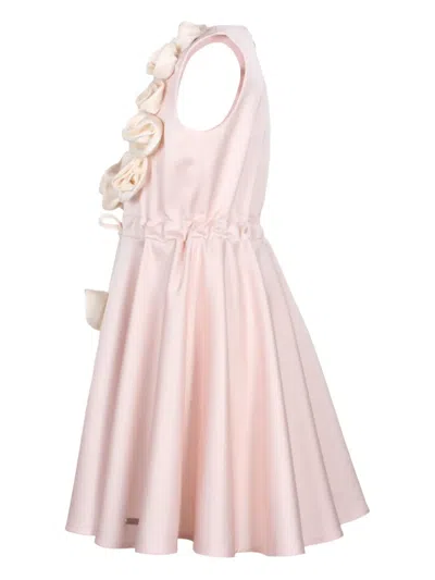 Jessie And James Kids' Rose-embellished Skater Mini Dress In Pink