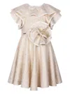 Jessie And James Ruffle-detail Dress In Gold