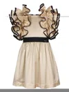 Jessie And James Ruffle-detailing Midi Dress In Neutrals