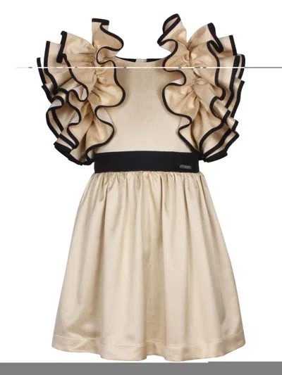Jessie And James Kids' Ruffle-detailing Midi Dress In Neutrals