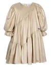 Jessie And James Ruffled Dress In Gold