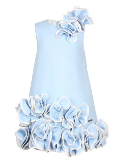 Jessie And James Kids' Ruffled Floral Dress In Blue