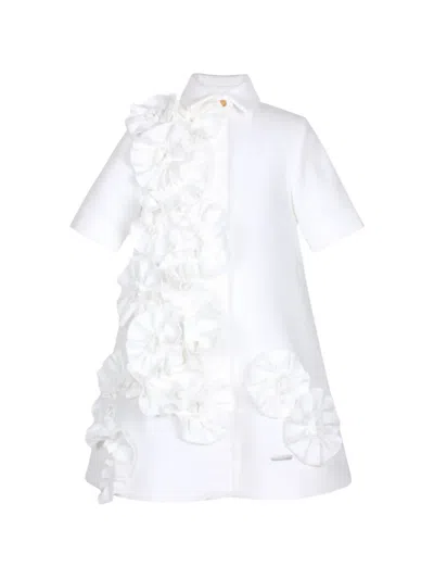 Jessie And James Kids' Ruffled-flower Dress In White