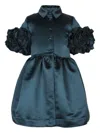 Jessie And James Satin Button-up Dress In Black