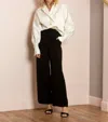 Jessie Liu Alexis Wool Crepe Wide Leg Pants In Black In Black