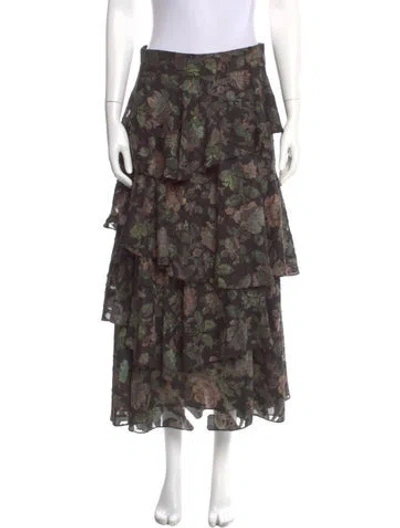 Pre-owned Jessie Liu Collection Floral Print Midi Length Skirt In Multi