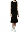 Jessie Liu Cotton Midi Dress With Trumpet Bottom In Black In Black