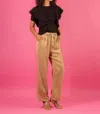 Jessie Liu Cupro Relaxed Pant In Khaki In Green