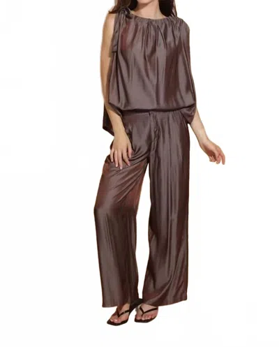Jessie Liu Elastic Waist Wide Leg Pants In Brown