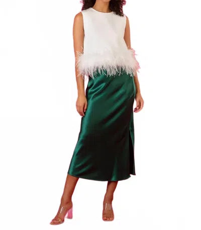 Jessie Liu Feather Bottom Top In White