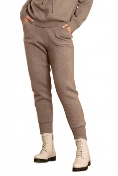Jessie Liu Jayla Wool Blended Knit Jogger In Brown