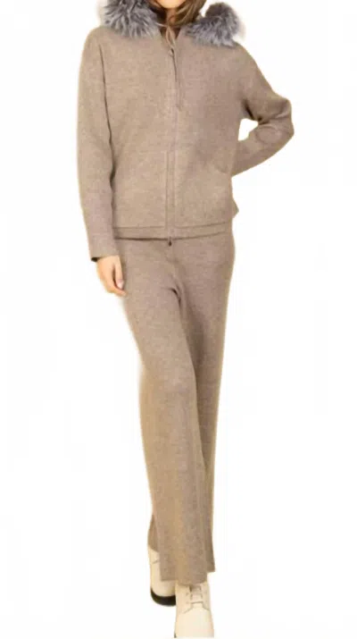 Jessie Liu Kendra Tracksuit In Khaki In Burgundy