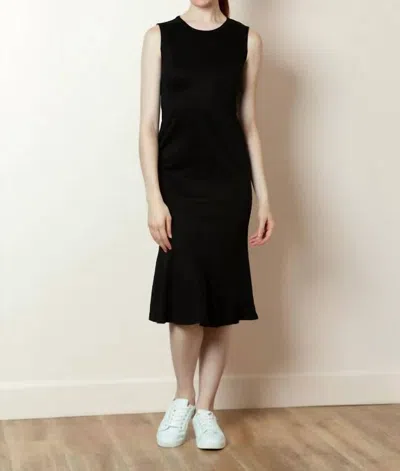 JESSIE LIU LEAH COTTON MIDI DRESS TRUMPET HEM IN BLACK