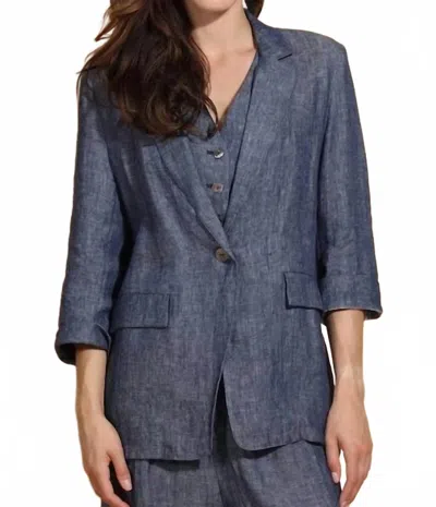 Jessie Liu Linen Twill Jacket In Indigo In Blue