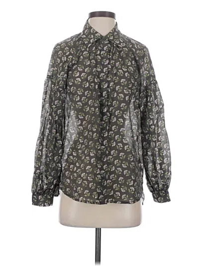 Pre-owned Jessie Liu Long Sleeve Blouse In Green