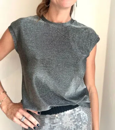 Jessie Liu Lurex Tee In Silver