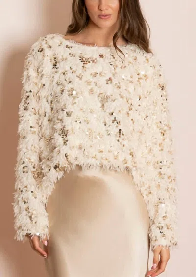 Jessie Liu Maisie Feather Texture Sweater In Ivory In Multi