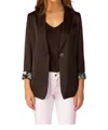Jessie Liu Acetate Jacket With Contrast Lining In Black In Brown